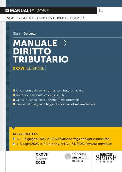 Manuale di diritto tributario - Gianni De Luca - copertina