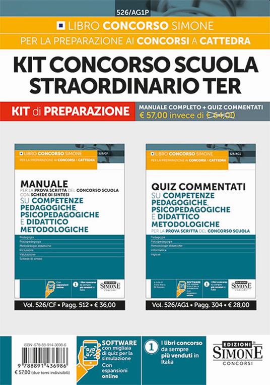 Kit concorso scuola straordinario Ter. Manuale completo+Quiz commentati. Con espansione online. Con software di simulazione - copertina