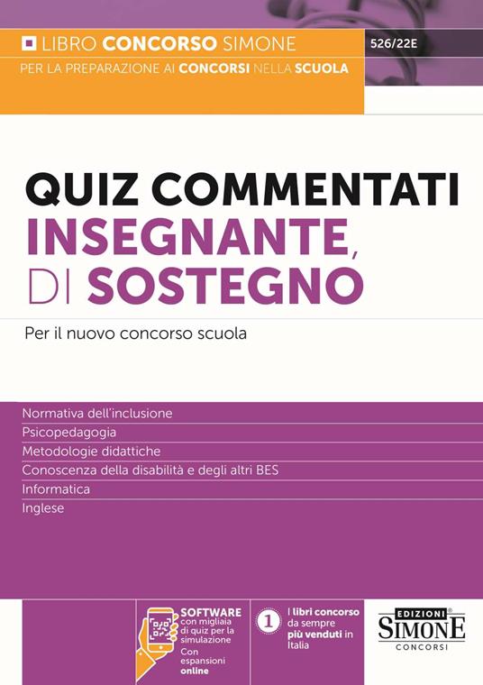 Quiz commentati insegnante di sostegno. Per il nuovo concorso scuola. Con software di simulazione - copertina