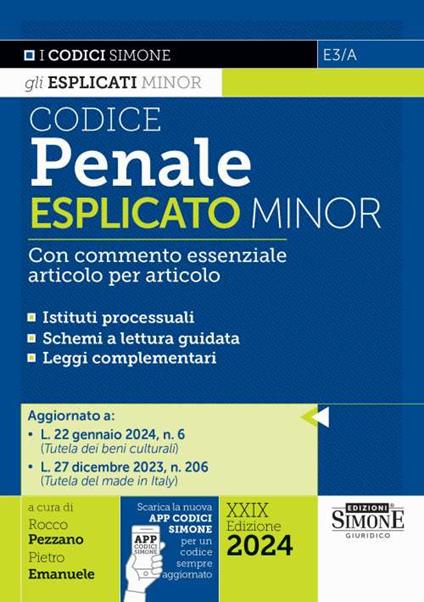 Codice penale esplicato Minor. Con commento essenziale articolo per articolo. Ediz. minor. Con Contenuto digitale per accesso on line: QR Code - copertina