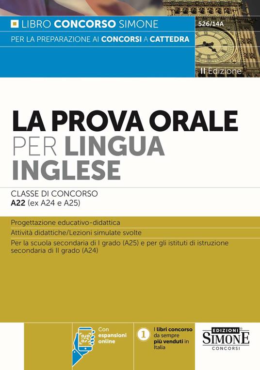 La prova orale per lingua inglese. Classe di concorso A22 (ex A24 - A25). Con espansione online - copertina