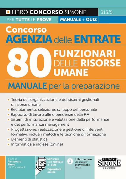 Concorso Agenzia delle Entrate. 80 funzionari delle Risorse Umane. Manuale per la preparazione. Con software di simulazione - copertina