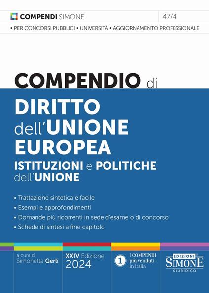 Compendio di diritto dell'Unione Europea. Aspetti istituzionali e politiche dell'Unione - copertina