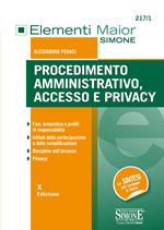 Procedimento amministrativo, accesso e privacy. Fasi, tempistica e profili di responsabilità. Istituti della partecipaziome e della semplificazione. Discipline sull'accesso. Privacy