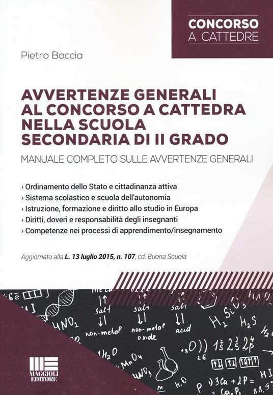 Avvertenze generali al concorso a cattedra nella scuola secondaria di II grado - Pietro Boccia - copertina