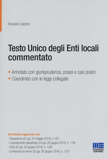 Testo unico degli Enti locali commentato - Riccardo Carpino - copertina