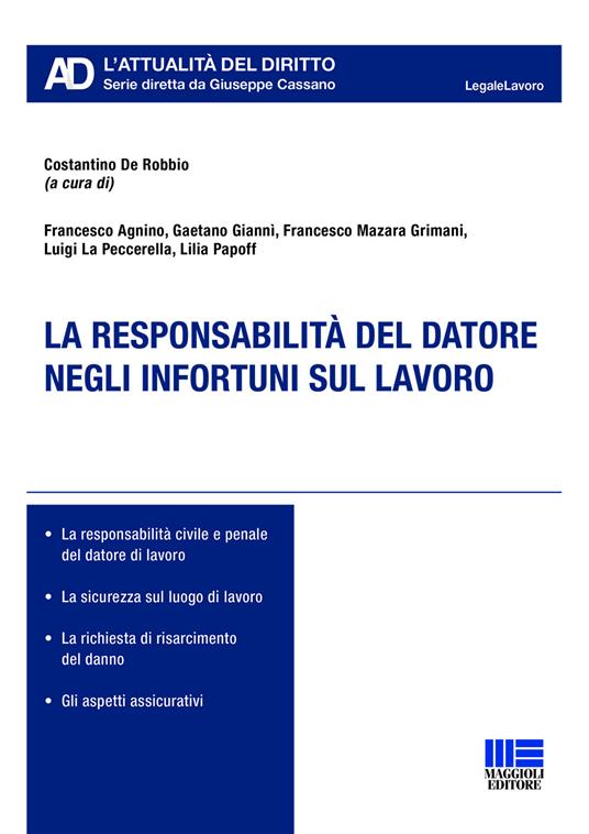 La responsabilità del datore negli infortuni sul lavoro - copertina