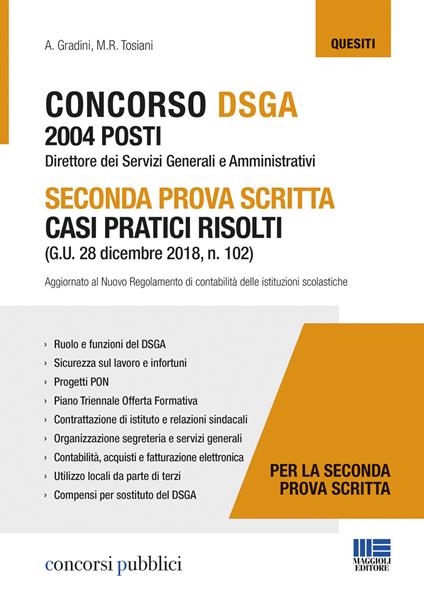 Concorso DSGA 2004 posti. Seconda prova scritta casi pratici risolti - Andrea Gradini,M. R. Tosiani - copertina