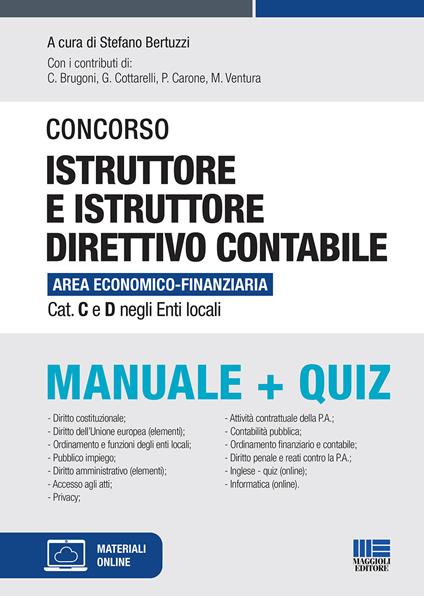 Concorso istruttore e istruttore direttivo contabile Area economico-finanziaria Cat. C e D negli Enti locali. Manuale + quiz. Con Contenuto digitale per accesso on line - copertina