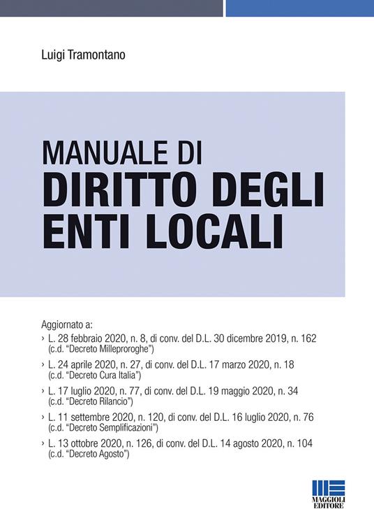 Manuale di diritto degli enti locali - Luigi Tramontano - copertina