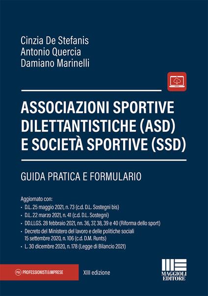 Associazioni sportive dilettantistiche (ASD) e società sportive (SSD) - Cinzia De Stefanis,Antonio Quercia,Damiano Marinelli - copertina