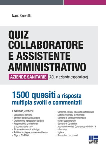 Quiz collaboratore e assistente amministrativo aziende sanitarie (ASL e aziende ospedaliere) - Ivano Cervella - copertina