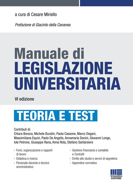 Manuale di legislazione universitaria - copertina