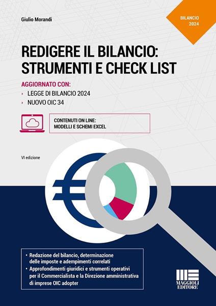 Redigere il bilancio: strumenti e check list. Aggiornato con Legge di Bilancio 2024 e nuovo OIC 34 - Giulio Morandi - copertina