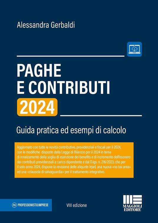 Paghe e contributi. Guida pratica ed esempi di calcolo 2024 - Alessandra Gerbaldi - copertina