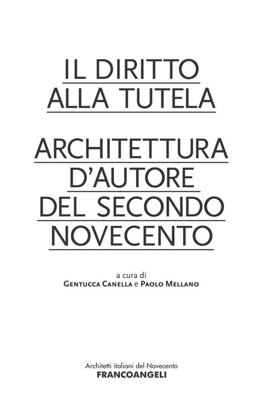 Il diritto alla tutela. Architettura d'autore del secondo Novecento - copertina