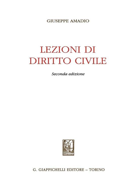 Lezioni di diritto civile - Giuseppe Amadio - copertina