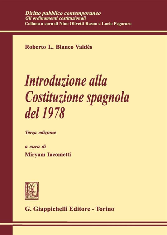 Introduzione alla Costituzione spagnola del 1978 - Roberto L. Blanco Valdés - copertina