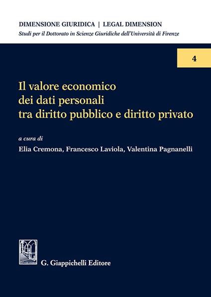 Il valore economico dei dati personali tra diritto pubblico e diritto privato - copertina