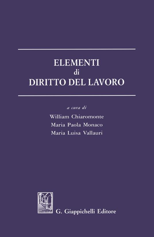 Elementi di diritto del lavoro - copertina