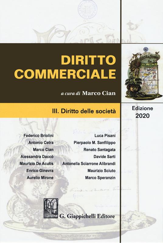 Diritto commerciale. Vol. 3: Diritto delle società. - copertina