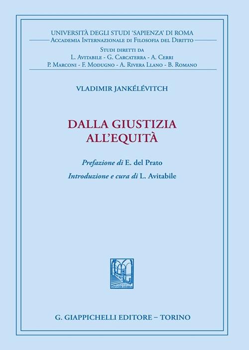 Dalla giustizia all'equità - Vladimir Jankélévitch - copertina