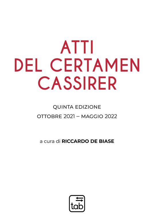 Atti del Certamen Cassirer - copertina