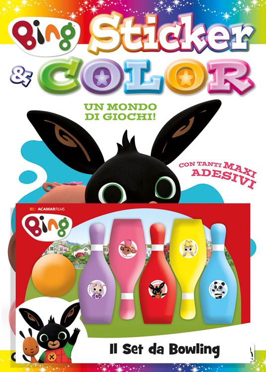 Bing. Un mondo di giochi. Bing. Sticker & color. Ediz. a colori. Con set da bowling - Cristina Panzeri - copertina