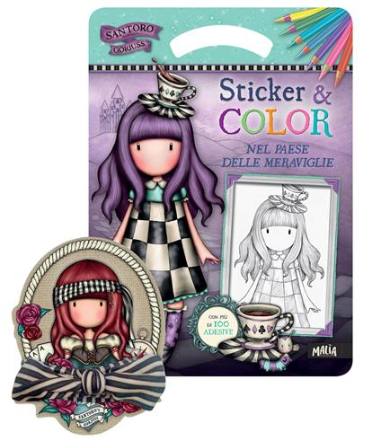 Nel paese delle meraviglie. Gorjuss. Sticker & Color. Ediz. a spirale. Con bandana a righe - copertina