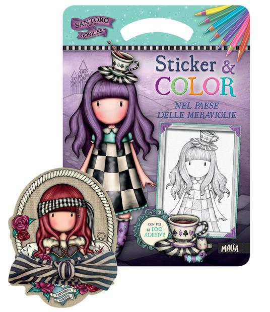 Nel paese delle meraviglie. Gorjuss. Sticker & Color. Ediz. a spirale. Con bandana a righe - copertina