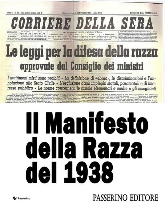 Il manifesto della razza del 1938 - Passerino Editore - ebook