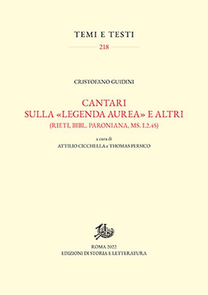 Cantari sulla «Legenda aurea» e altri (Rieti, Bibl. Paroniana, ms. I.2.45) - Cristofano Guidini - copertina
