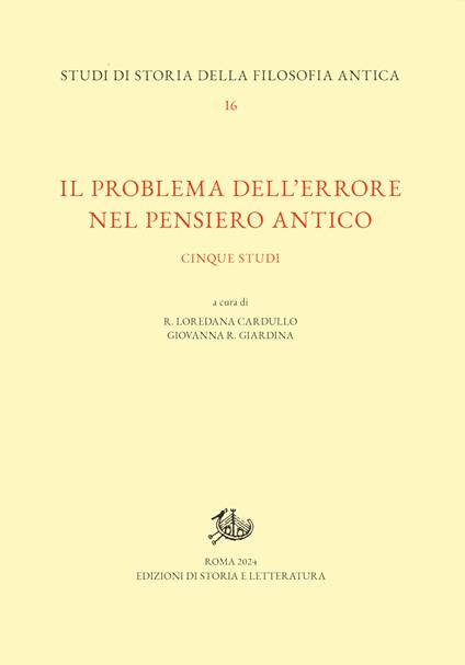 Il problema dell'errore nel pensiero antico. Cinque studi - copertina