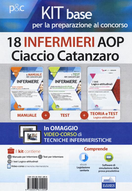 Kit base per la preparazione al concorso 18 infermieri AOP Ciaccio Catanzaro. Con e-book. Con software di simulazione - Rosaria Alvaro,Guglielmo Guerriero,Rosario Caruso - copertina