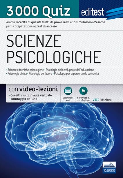 EdiTEST. Scienze psicologiche. 3000 Quiz. Ampia raccolta di quiz tratti da prove reali e 10 simulazioni per la preparazione ai test di ammissione. Con Contenuto digitale (fornito elettronicamente) - copertina