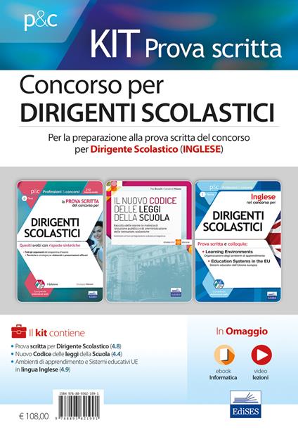 Concorso per dirigenti scolastici. Per la preparazione alla prova scritta del concorso per dirigente scolastico (inglese). Kit prova scritta. Con e-book. Con estensione online - Max Bruschi,Salvatore Milazzo,Sara Mayol - copertina