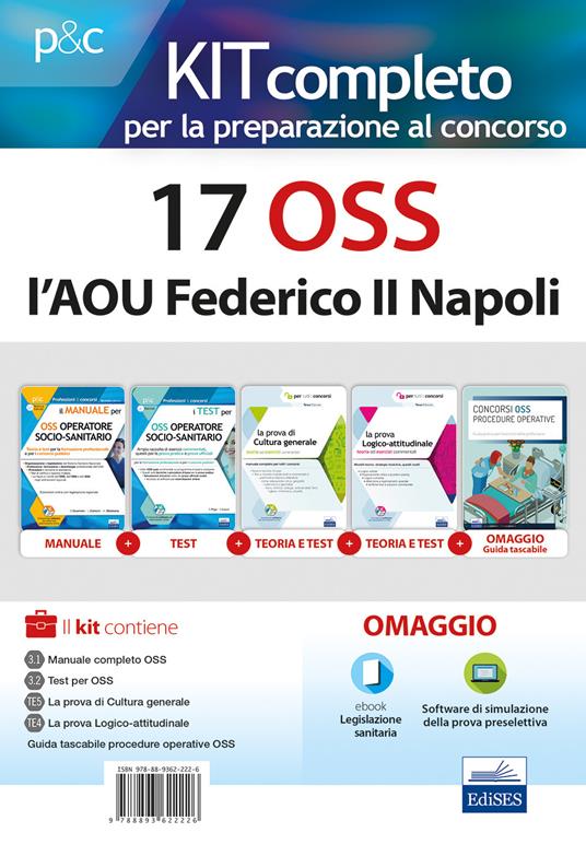 17 OSS l'AOU Federico II Napoli. Kit completo per la preparazione al concorso. Con e-book. Con espansione online. Con Libro in brossura: Guida tascabile Procedure operative per OSS - copertina