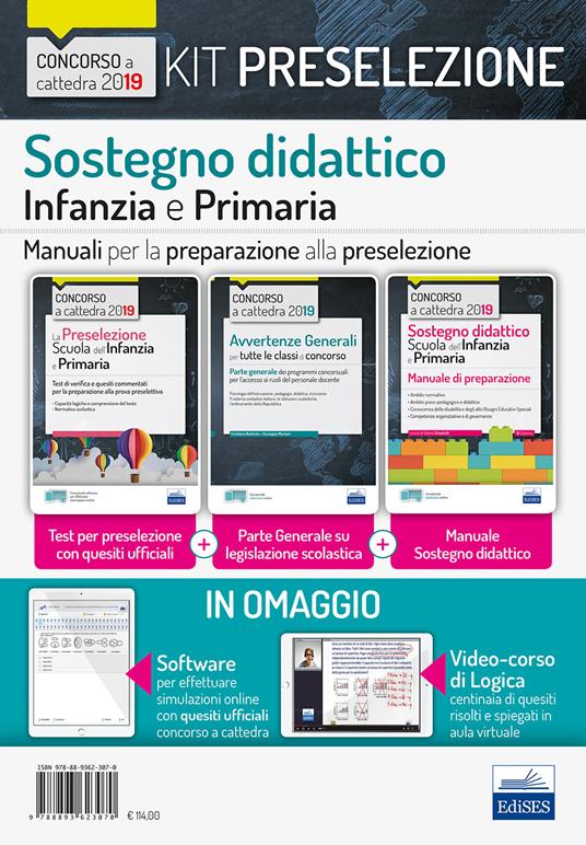 Kit preselezione sostegno didattico nella scuola dell'infanzie primaria. Test + Manuali per la preselezione. Con software di simulazione - Emiliano Barbuto,Giuseppe Mariani,Valeria Crisafulli - copertina