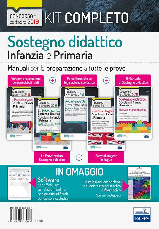 KIT completo concorso a cattedra sostegno didattico scuola infanzia e Primaria. Test + Manuali per tutte le prove concorsuali del sostegno. Con software di simulazione - Emiliano Barbuto,Giuseppe Mariani - copertina