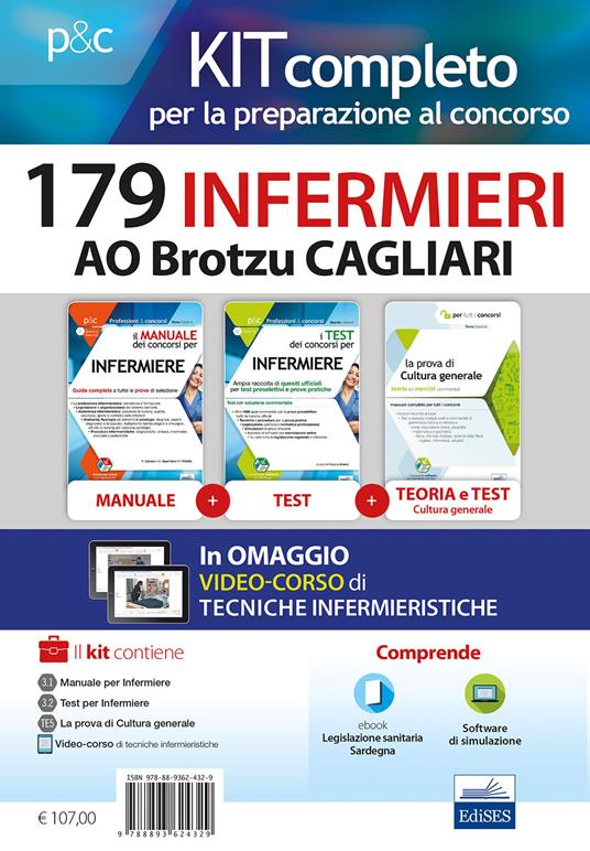 Kit concorso 179 Infermieri AO Brotzu Cagliari. Manuali di teoria e test commentati per tutte le prove. Con software di simulazione - Rosario Caruso,Francesco Pittella,Guglielmo Guerriero - copertina