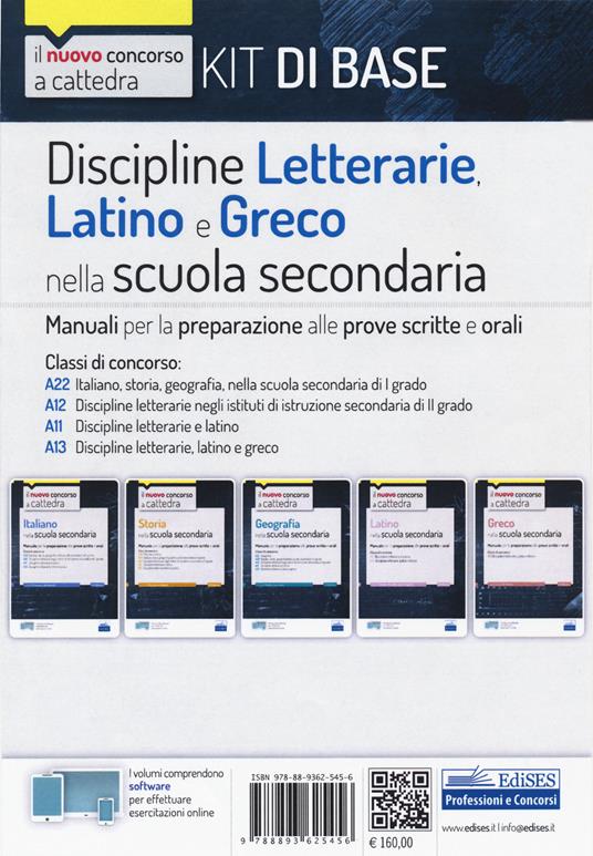 Kit discipline letterarie, latino e greco. Classi A22, A12, A11, A13. Con software di simulazione - copertina