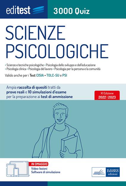 Test ammissione Scienze Psicologiche 2022: raccolta di 3.000 Quiz. Valido anche per il Tolc-Su e il PSI. Con software di simulazione - copertina