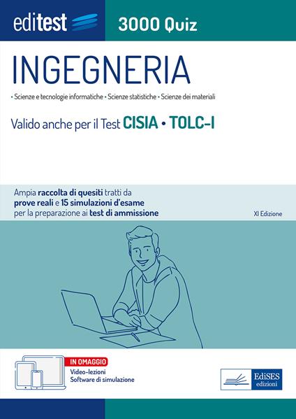 EdiTEST. Ingegneria. 3000 quiz. Ampia raccolta di quesiti tratti da prove reali e 15 simulazioni d'esame. Valido per il Test Cisia TOLC-I. Con software di simulazione - copertina