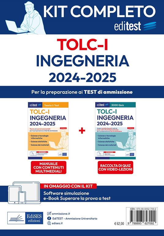 Kit completo TOLC-I Ingegneria. Con sofware di simulazione - copertina