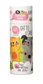 Gatto e cane. Burattini da dito. Creative tube