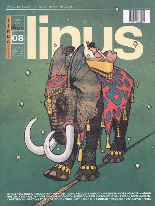 Rivista Linus. Agosto 2018 - copertina