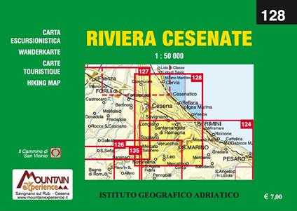 Riviera Cesenate. Carta dei sentieri 1:50.000. Ediz. italiana, inglese, francese e tedesca - copertina