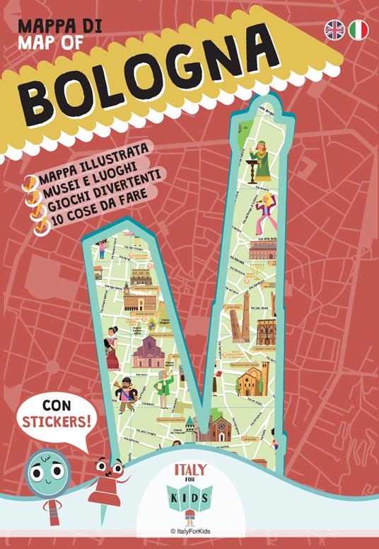 Mappa di Bologna Illustrata. Con adesivi. Ediz. italiana e inglese - copertina