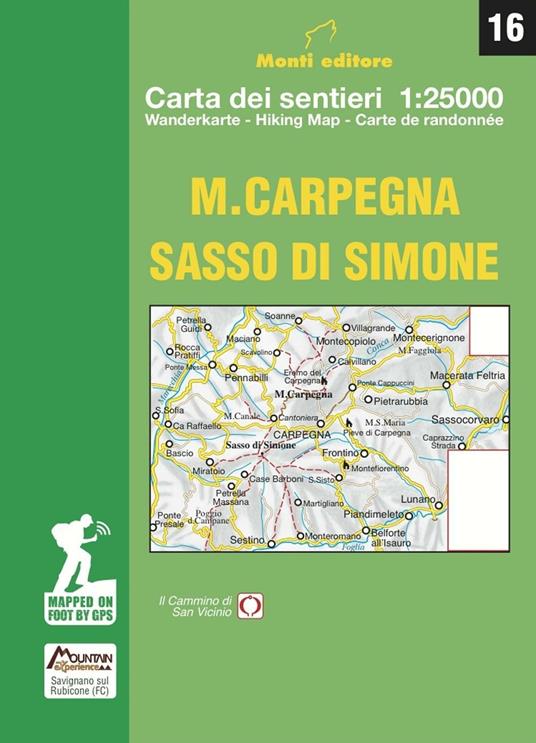 M. Carpegna Sasso di Simone. Carta dei sentieri 1:25000 - Raffaele Monti - copertina
