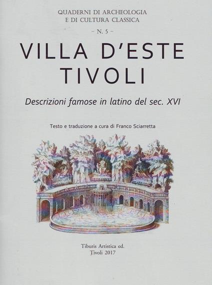 Villa d'Este Tivoli. Descrizioni famose in latino del sec. XVI - copertina